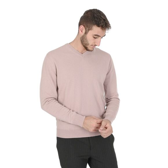 Crown of Edinburgh Cashmere VNeck Cashmere Sweater Men Rose Sweaters - Picture 5 of 7
